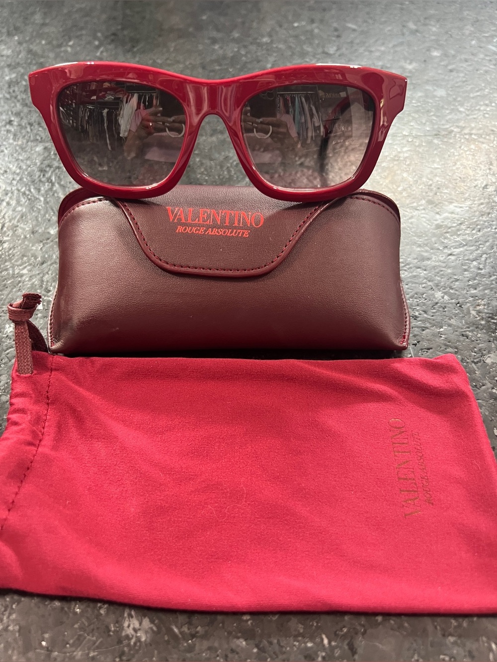 Valentino Rouge Absolute Rockstud Sunglasses with Leather Case and Dust Bag